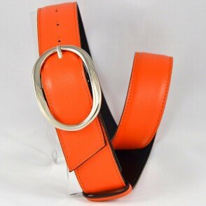 Ceinture reversible femme Orange / Noir